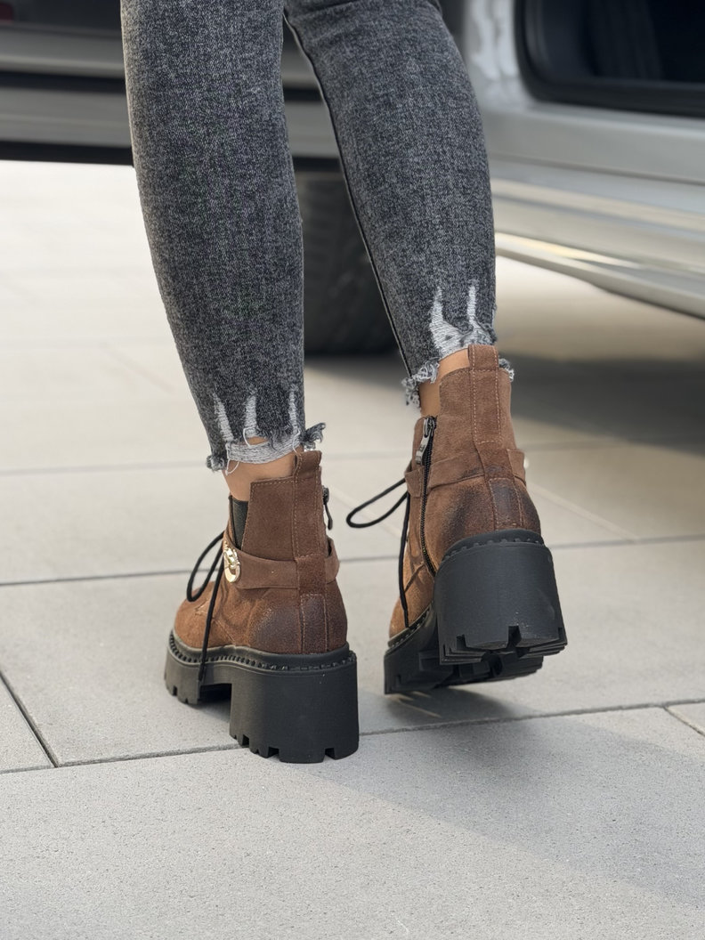 Botki KAZADII FEMME CAMEL na obcasie skóra naturalna - obrazek 6