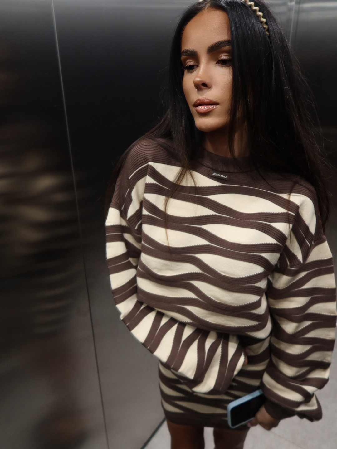 Sweter WAVY czekolada LA MANUEL polska produkcja