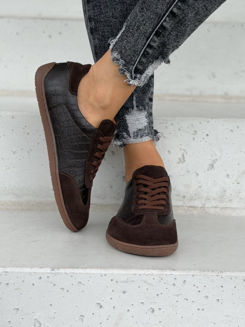 Lekkie skórzane trampki barefoot KAZADII ZAVEN CHOCO polska produkcja - obrazek 5