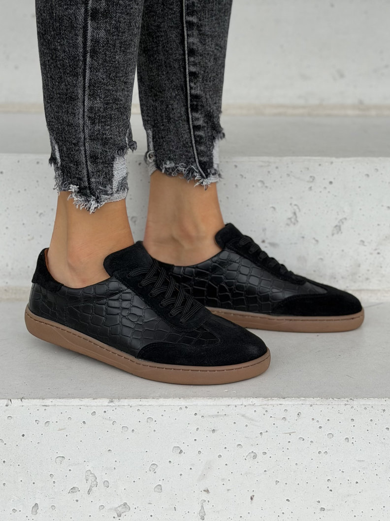 Lekkie skórzane trampki barefoot KAZADII ZAVEN BLACK polska produkcja - obrazek 6