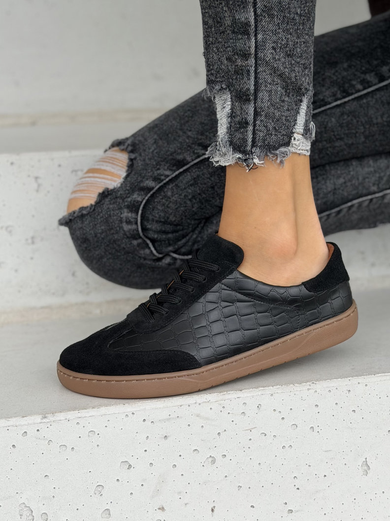 Lekkie skórzane trampki barefoot KAZADII ZAVEN BLACK polska produkcja