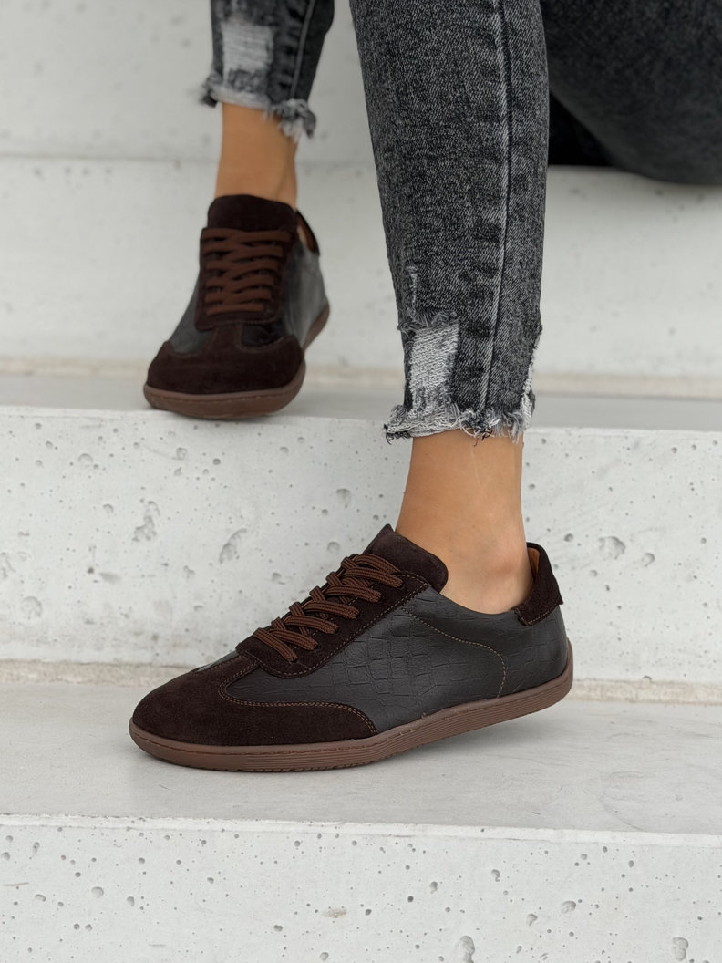 Lekkie skórzane trampki barefoot KAZADII ZAVEN CHOCO polska produkcja - obrazek 8