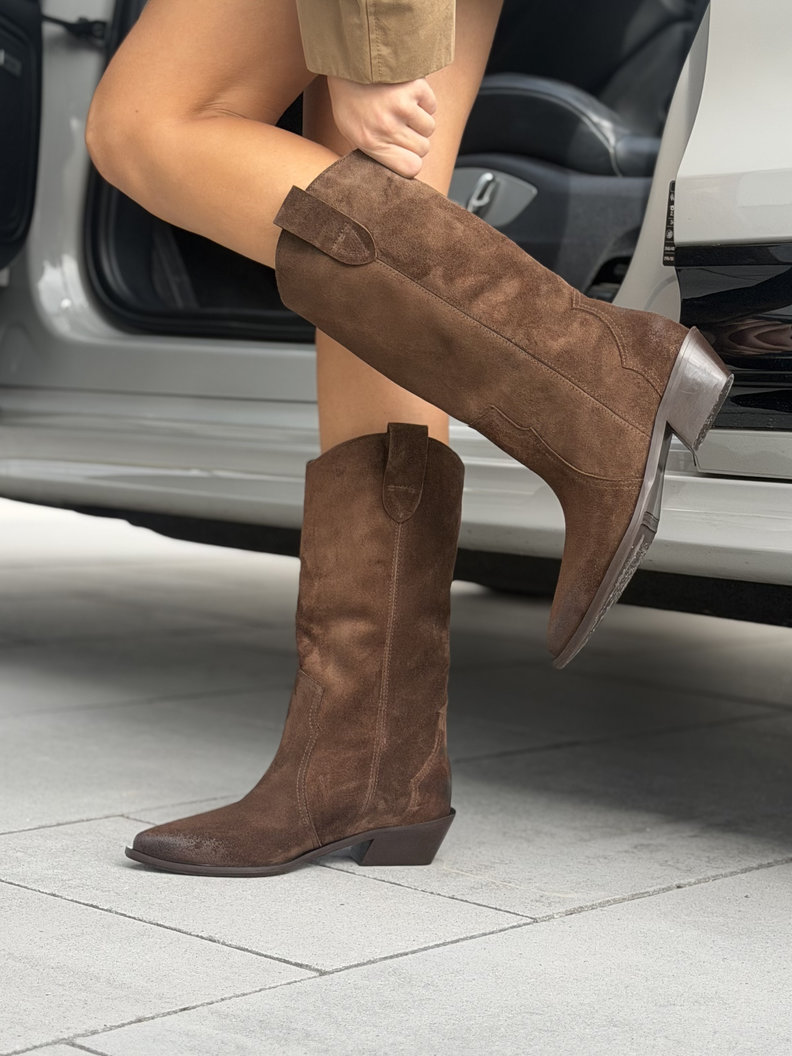 Skórzane kozaki kowbojki KAZADII WESTERN BROWN polska produkcja - obrazek 6