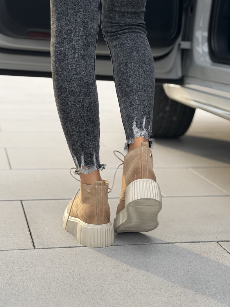 Skórzane ocieplane botki KAZADII ZAINA BEIGE polska produkcja - obrazek 4