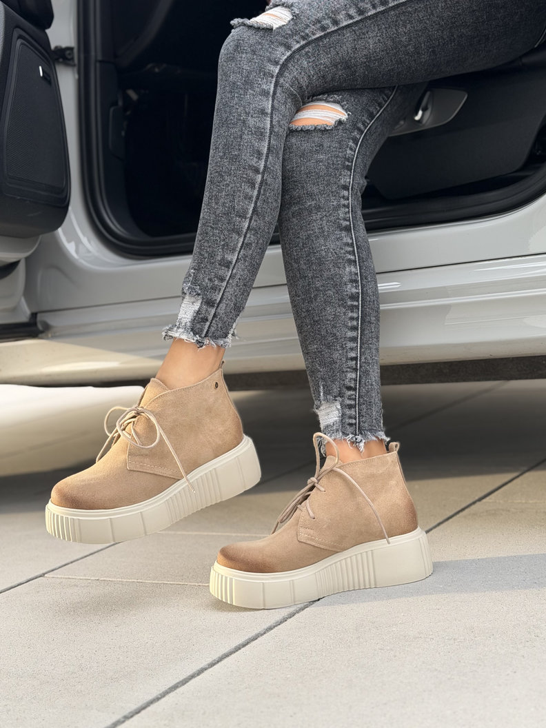 Skórzane ocieplane botki KAZADII ZAINA BEIGE polska produkcja - obrazek 8