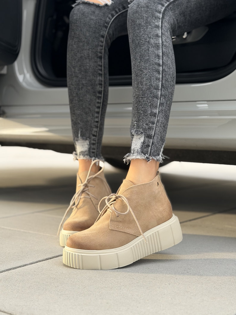 Skórzane ocieplane botki KAZADII ZAINA BEIGE polska produkcja - obrazek 5