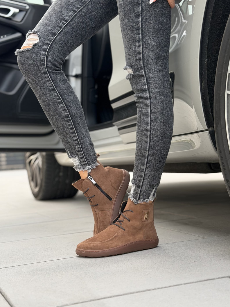 Skórzane ocieplane botki barefoot KAZADII LAREVIA CAMEL polska produkcja - obrazek 8