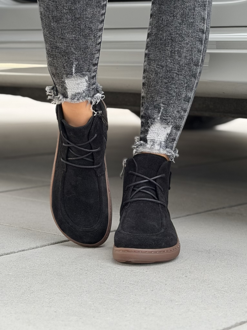 Skórzane ocieplane botki barefoot KAZADII LAREVIA BLACK SUEDE polska produkcja - obrazek 6