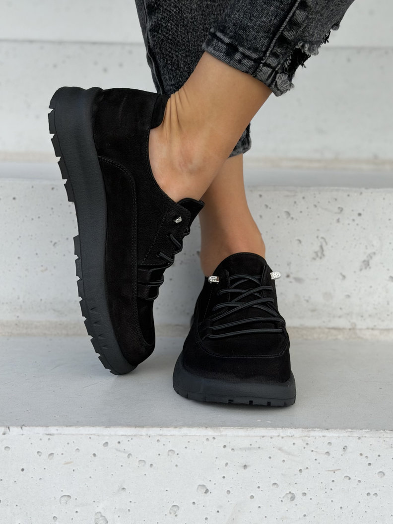 Skórzane półbuty barefoot na lekkiej podeszwie TANORA BLACK - obrazek 3