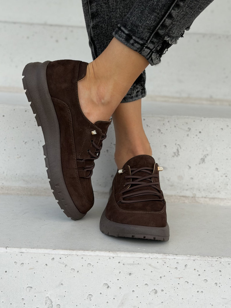 Skórzane półbuty barefoot na lekkiej podeszwie TANORA CHOCO - obrazek 3