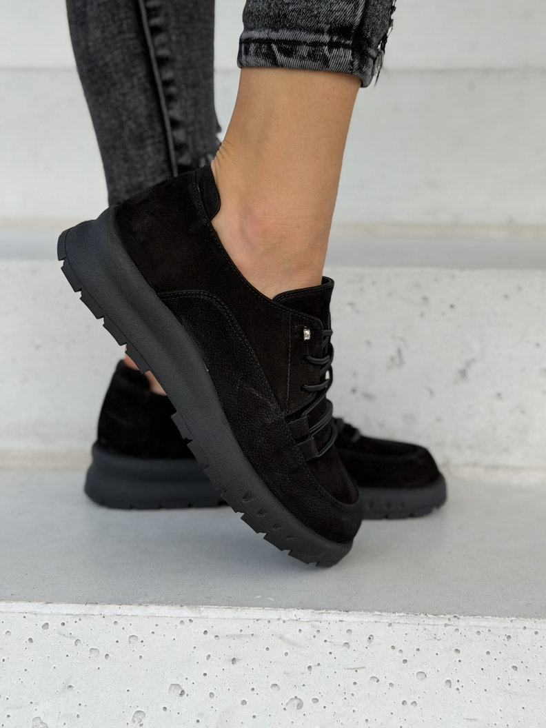 Skórzane półbuty barefoot na lekkiej podeszwie TANORA BLACK - obrazek 4