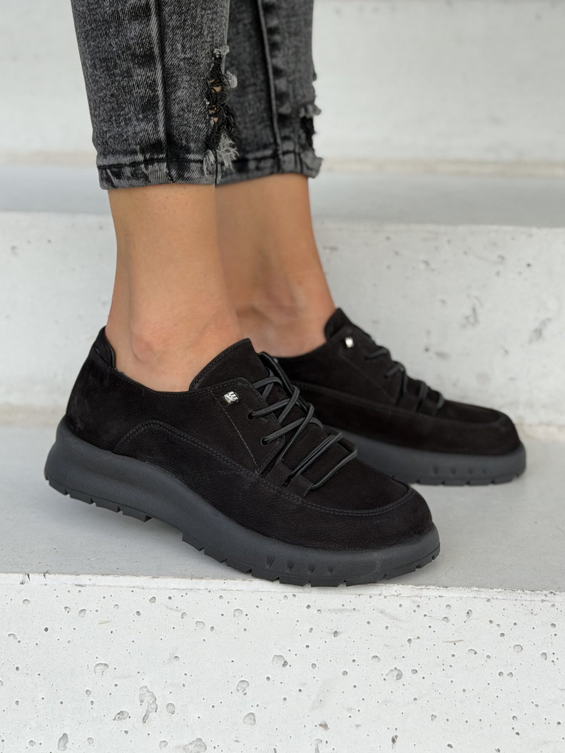 Skórzane półbuty barefoot na lekkiej podeszwie TANORA BLACK - obrazek 5