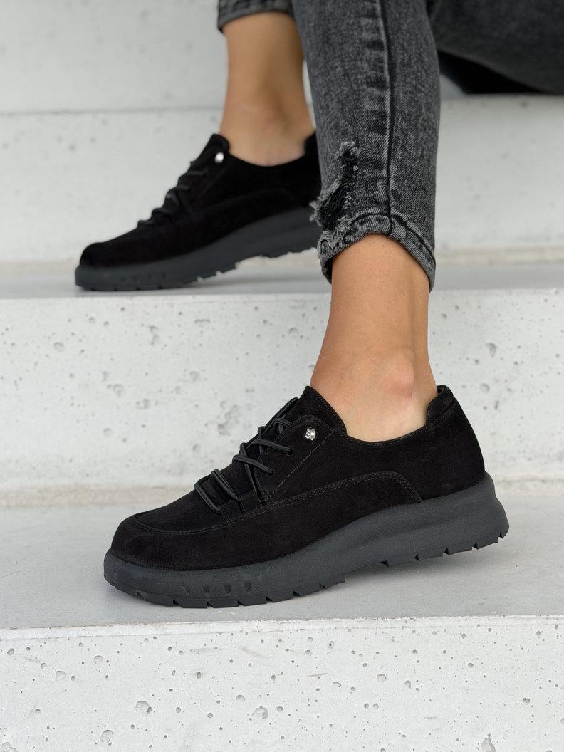 Skórzane półbuty barefoot na lekkiej podeszwie TANORA BLACK - obrazek 6