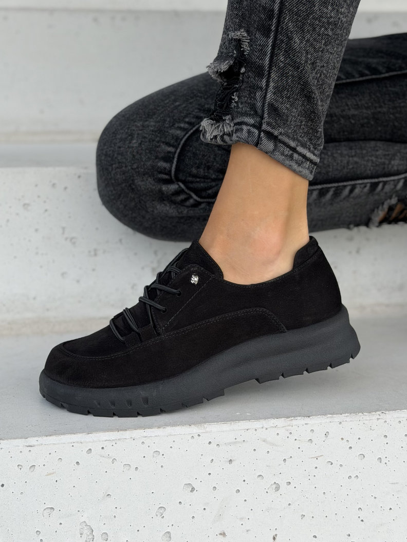 Skórzane półbuty barefoot na lekkiej podeszwie TANORA BLACK