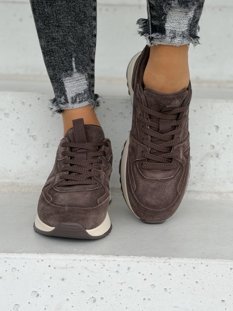 Skórzane sneakersy VELARO CHOCO II na wyższej podeszwie - obrazek 7