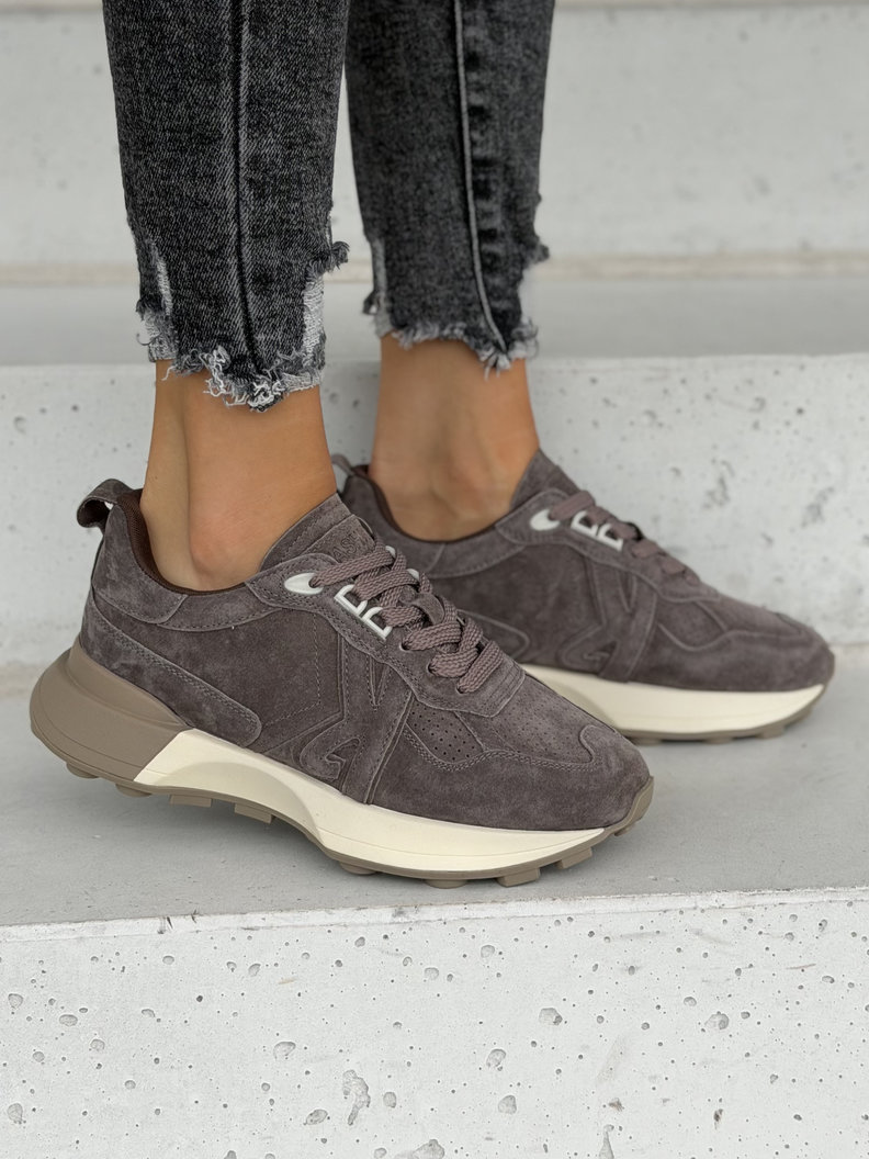 Skórzane sneakersy VELARO CHOCO na wyższej podeszwie - obrazek 5