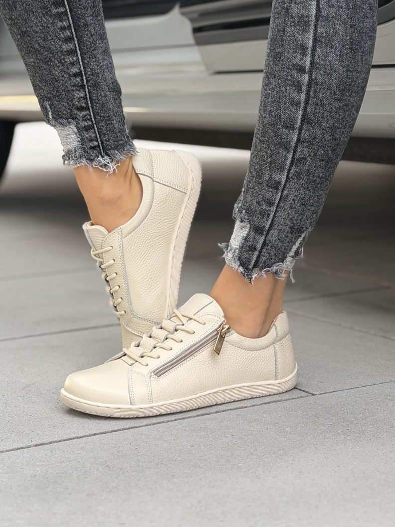 Skórzane trampki barefoot ELVANO BEIGE - obrazek 3