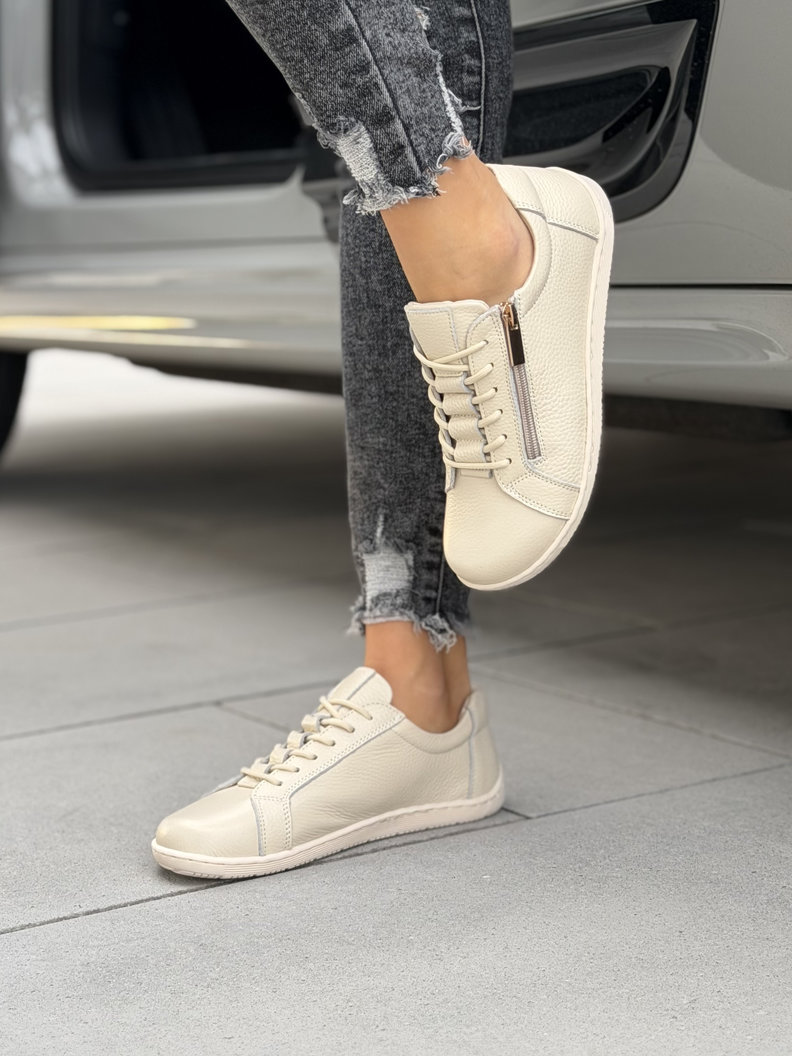 Skórzane trampki barefoot ELVANO BEIGE