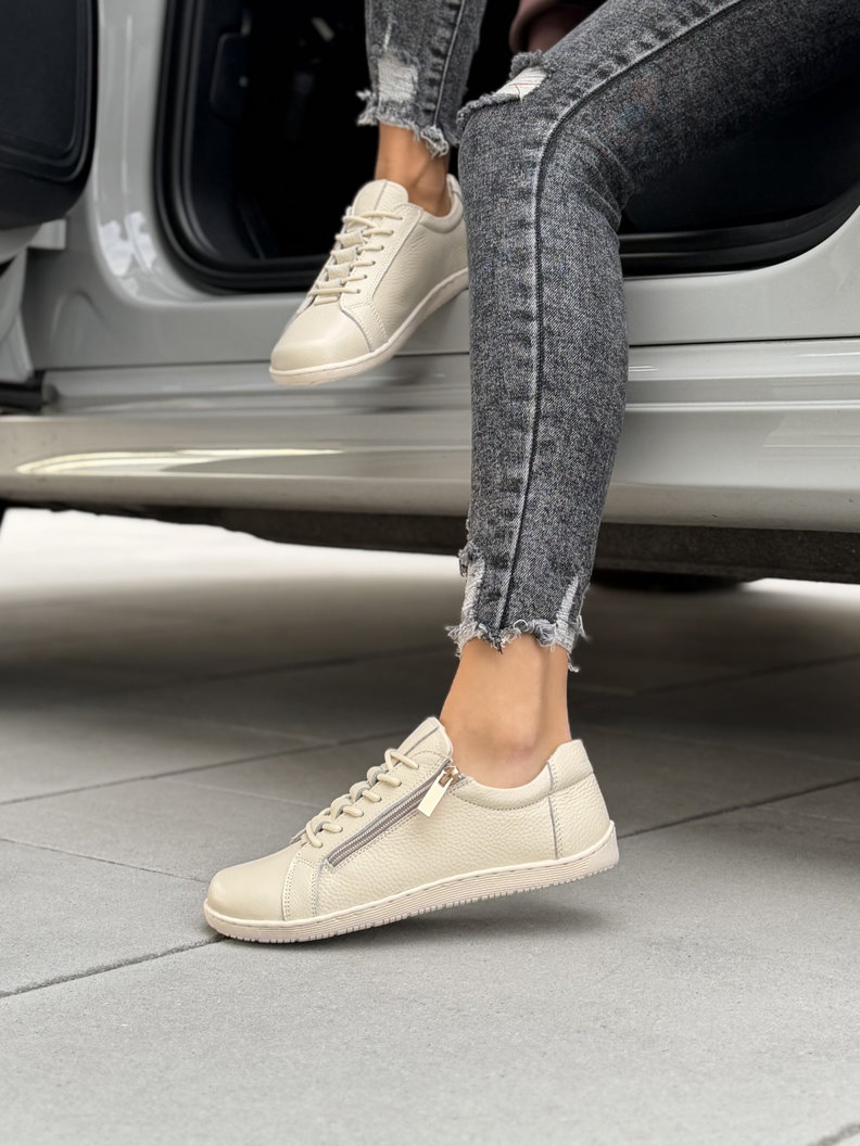 Skórzane trampki barefoot ELVANO BEIGE - obrazek 5