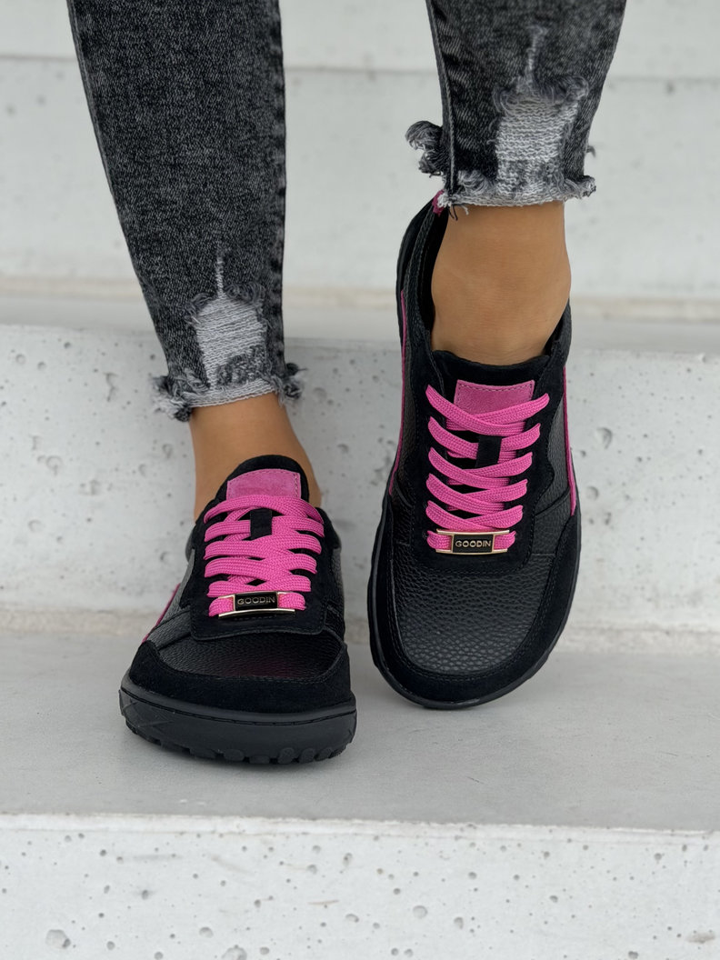 Skórzane trampki barefoot NOLIA FUCHSIA BLACK - obrazek 10