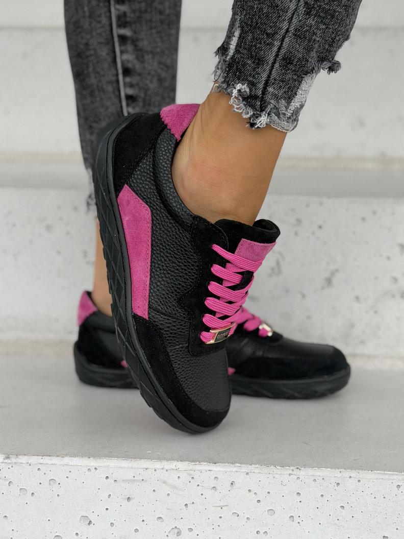 Skórzane trampki barefoot NOLIA FUCHSIA BLACK - obrazek 5