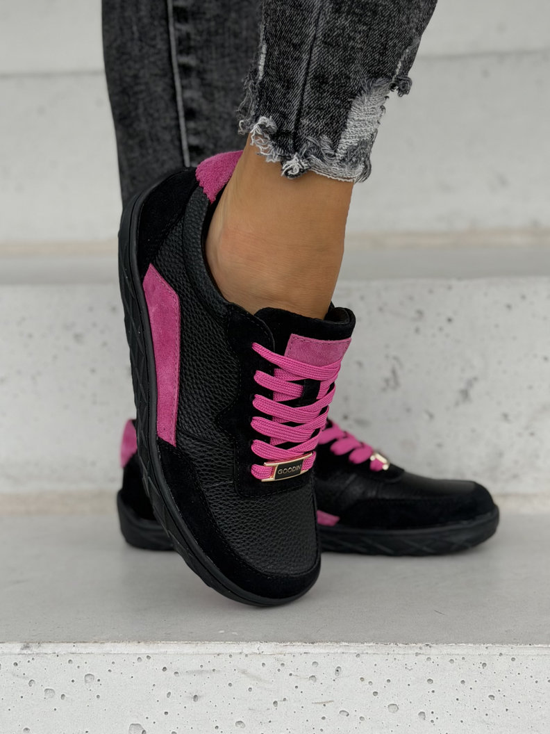 Skórzane trampki barefoot NOLIA FUCHSIA BLACK