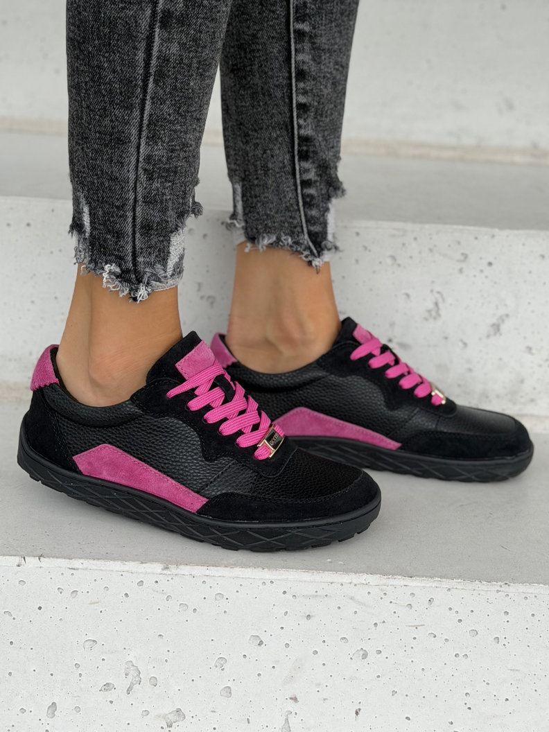 Skórzane trampki barefoot NOLIA FUCHSIA BLACK - obrazek 6