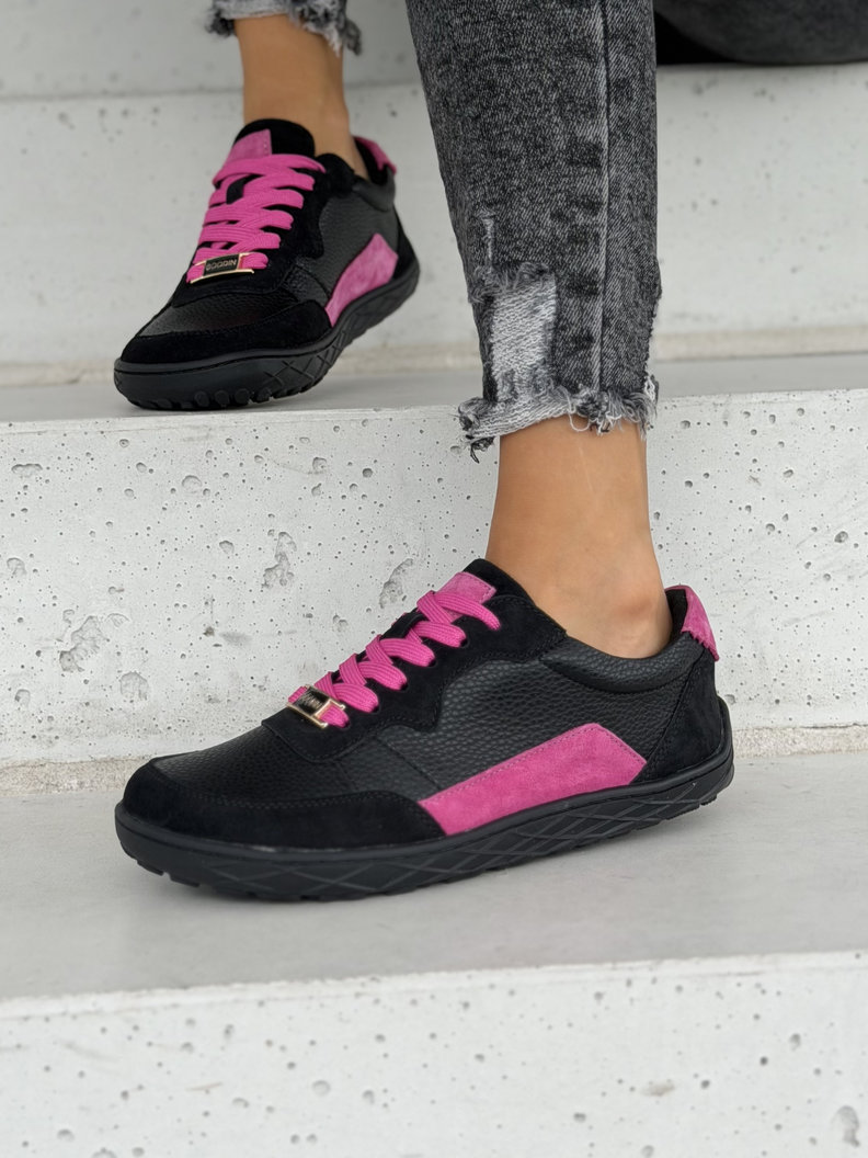 Skórzane trampki barefoot NOLIA FUCHSIA BLACK - obrazek 7