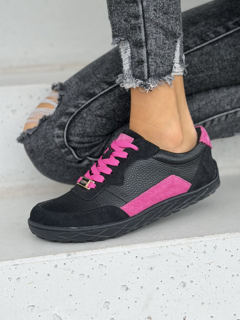 Skórzane trampki barefoot NOLIA FUCHSIA BLACK - obrazek 8