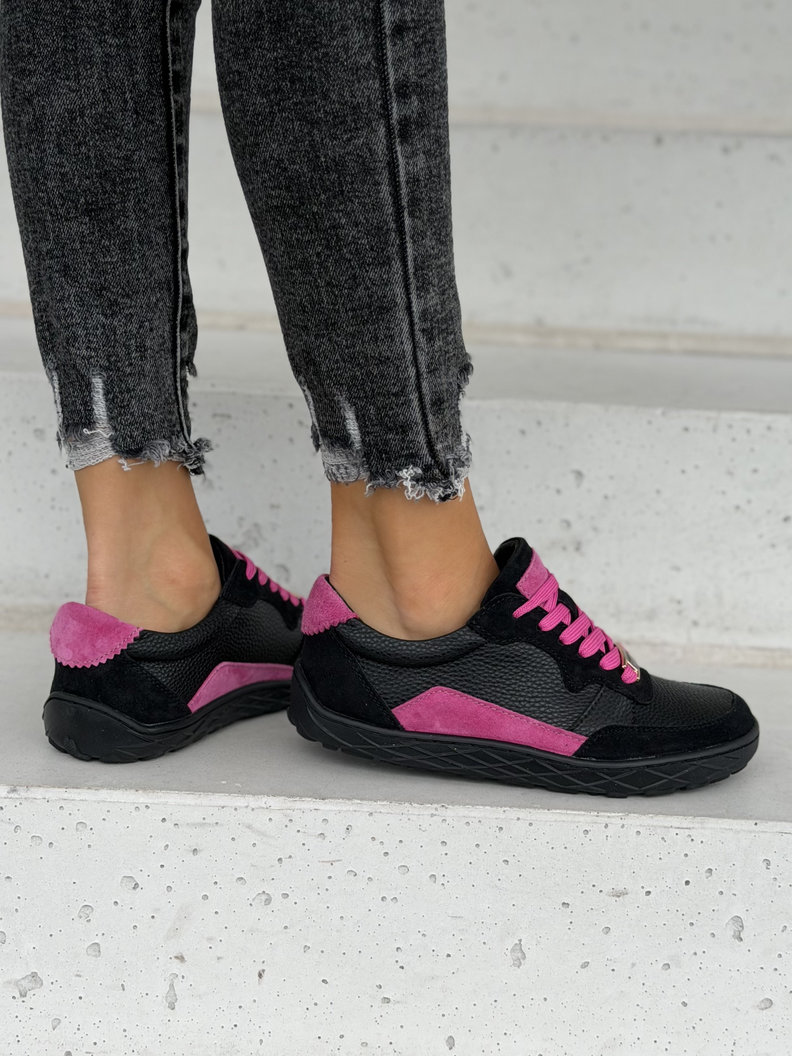 Skórzane trampki barefoot NOLIA FUCHSIA BLACK - obrazek 9