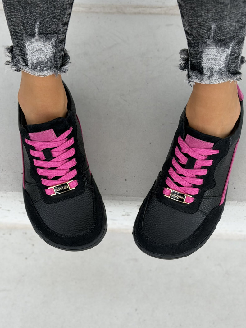 Skórzane trampki barefoot NOLIA FUCHSIA BLACK - obrazek 3
