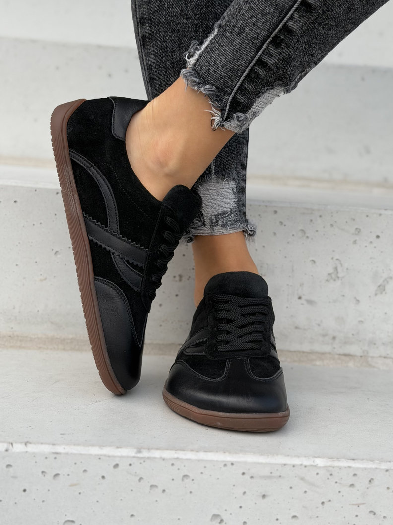 Lekkie skórzane trampki barefoot KAZADII ELITTE BLACK polska produkcja - obrazek 5