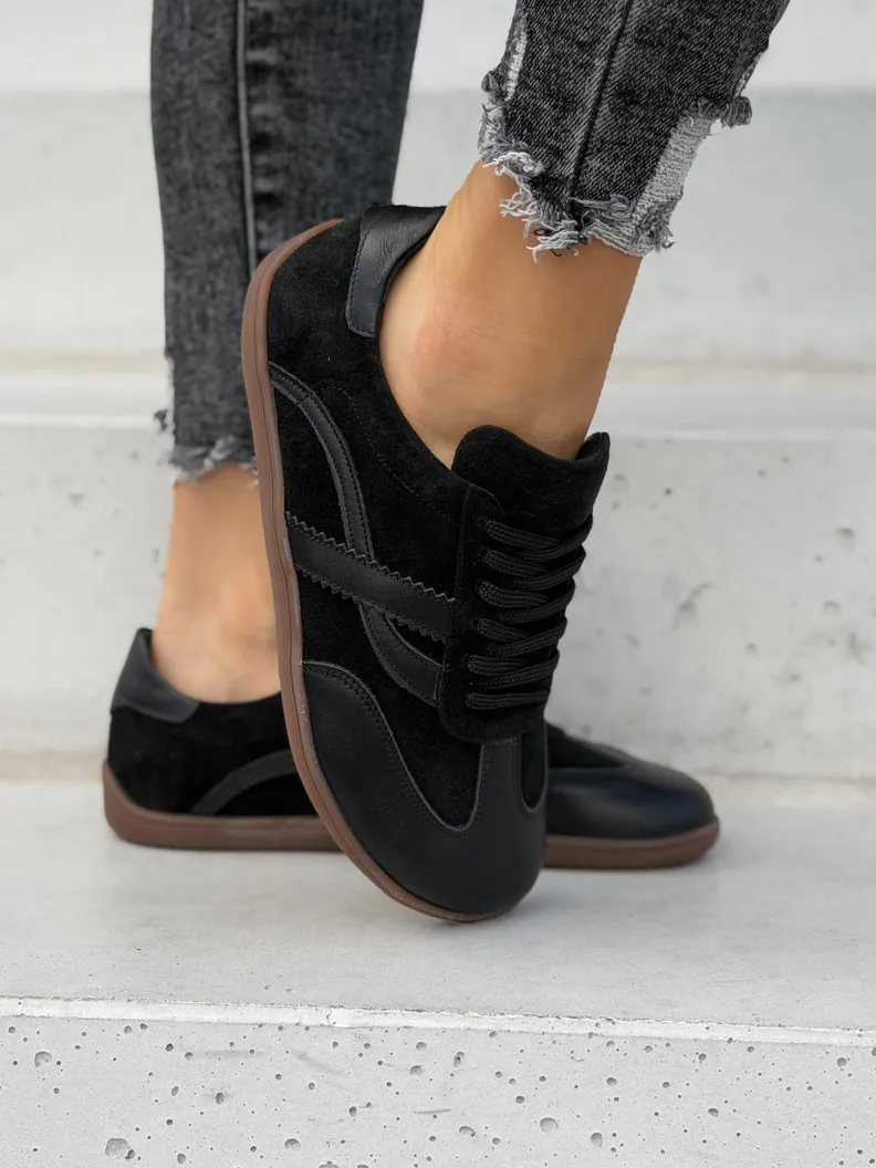 Lekkie skórzane trampki barefoot KAZADII ELITTE BLACK polska produkcja