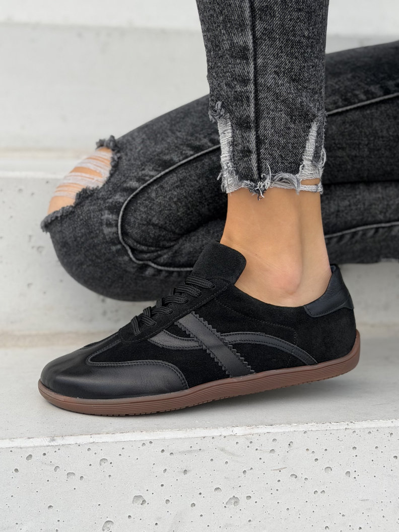 Lekkie skórzane trampki barefoot KAZADII ELITTE BLACK polska produkcja - obrazek 4