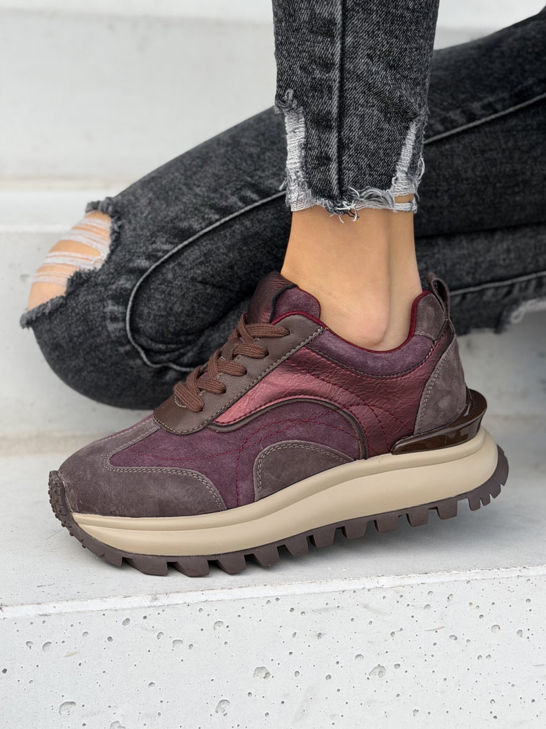 Skórzane lekkie sneakersy BORDEAUX